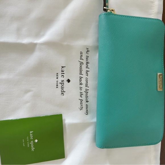kate spade Handbags - Kate Spade Aqua Zip-Around Wallet